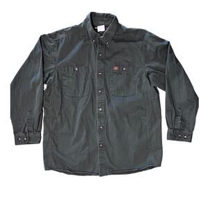 Wrangler Riggs Workwear Solid Twill Work Shirt Long Sleeve Green XL Men's